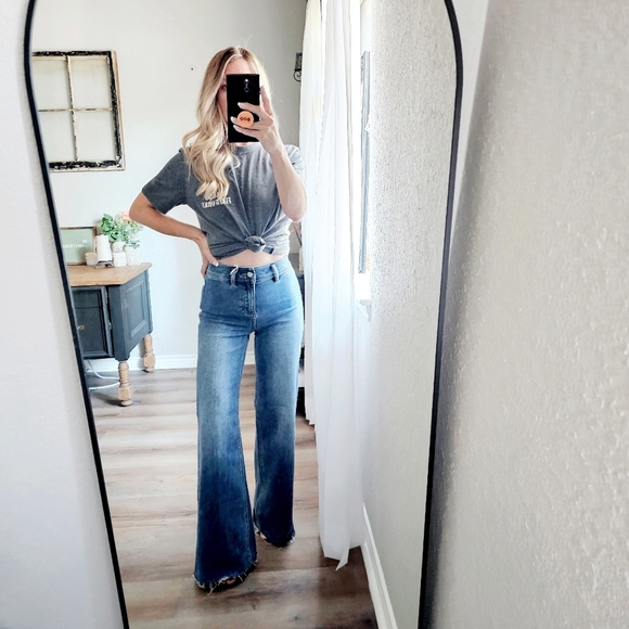 RISEN HR Dark Wash Classic Wide Leg Denim Jeans Stretch Palazzo Various NEW - Picture 3 of 11